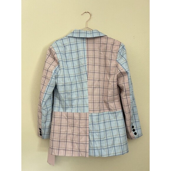 AVEC LES FILLES PINK BLUE TWO TONED PLAID BLAZER JACKET SIZE M - Picture 8 of 8